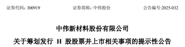 中伟股份，宣布赴香港上市，冲刺A+H